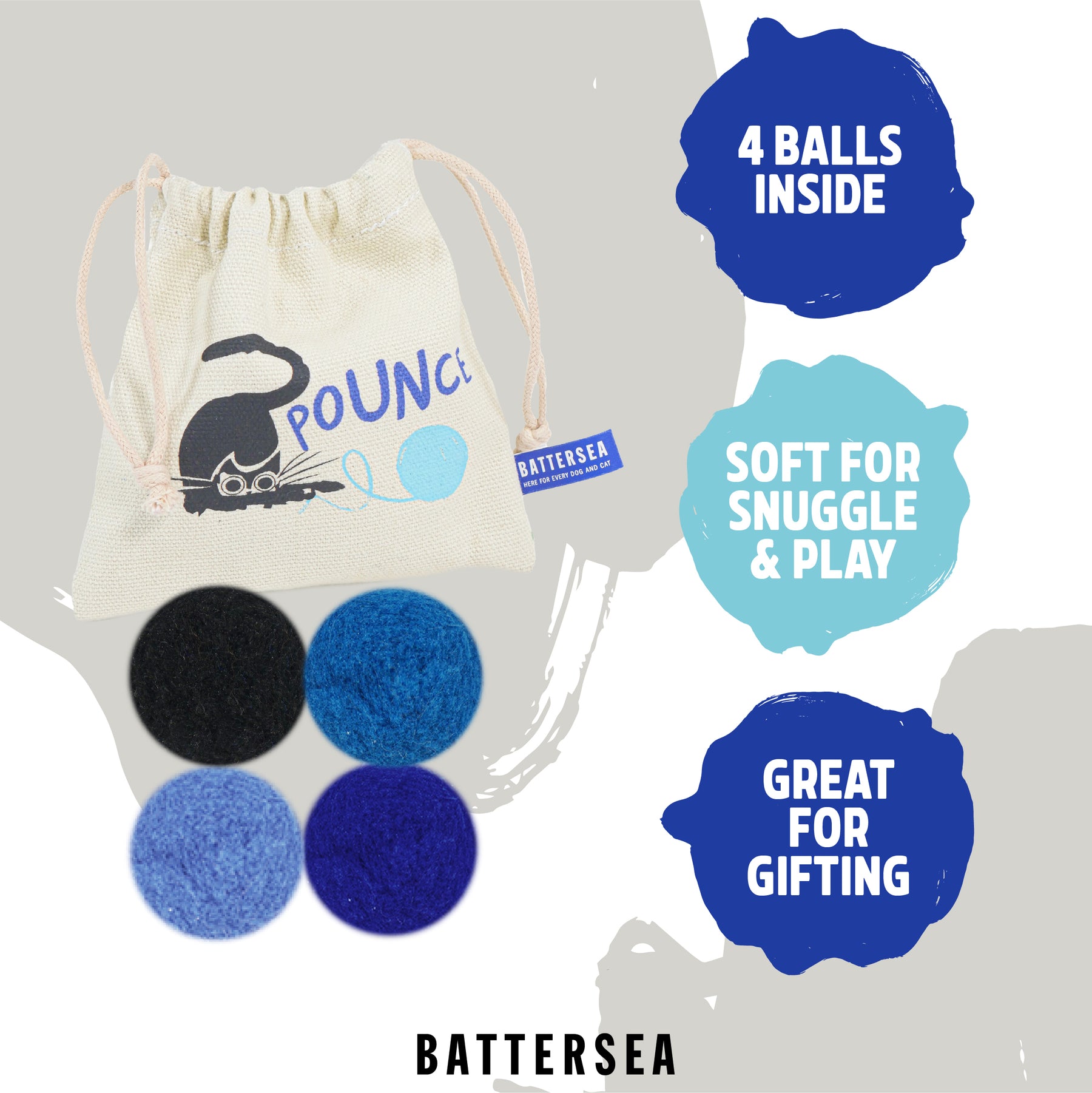 Battersea Pounce Cat Balls Cat Toy 4pc