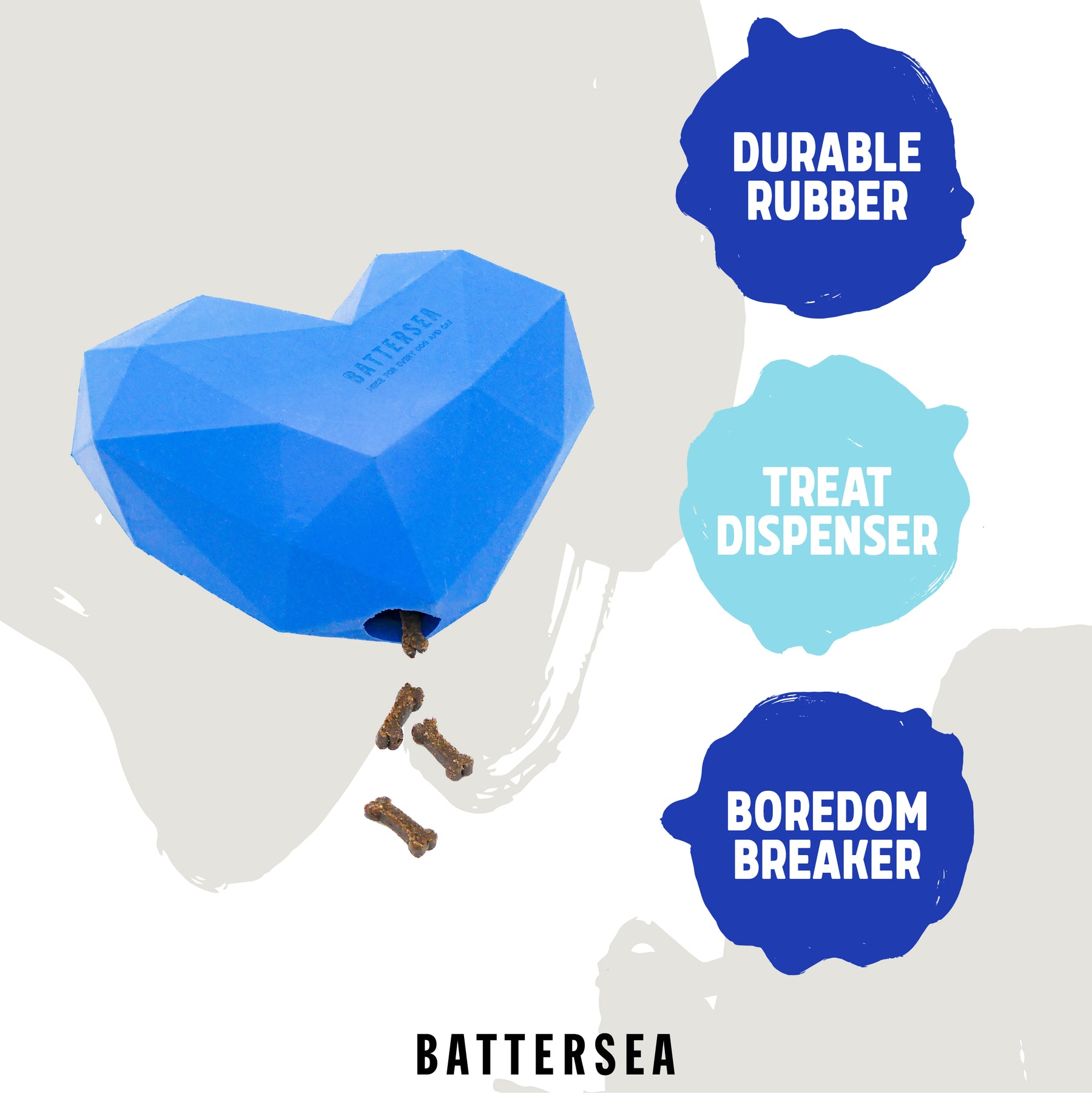 Battersea Rubber Heart Treat Dog Toy
