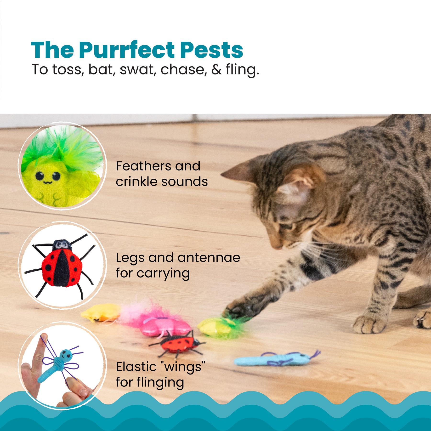 Nina Ottosson Catstages Cute as a Bug 6 pack Cat Toys