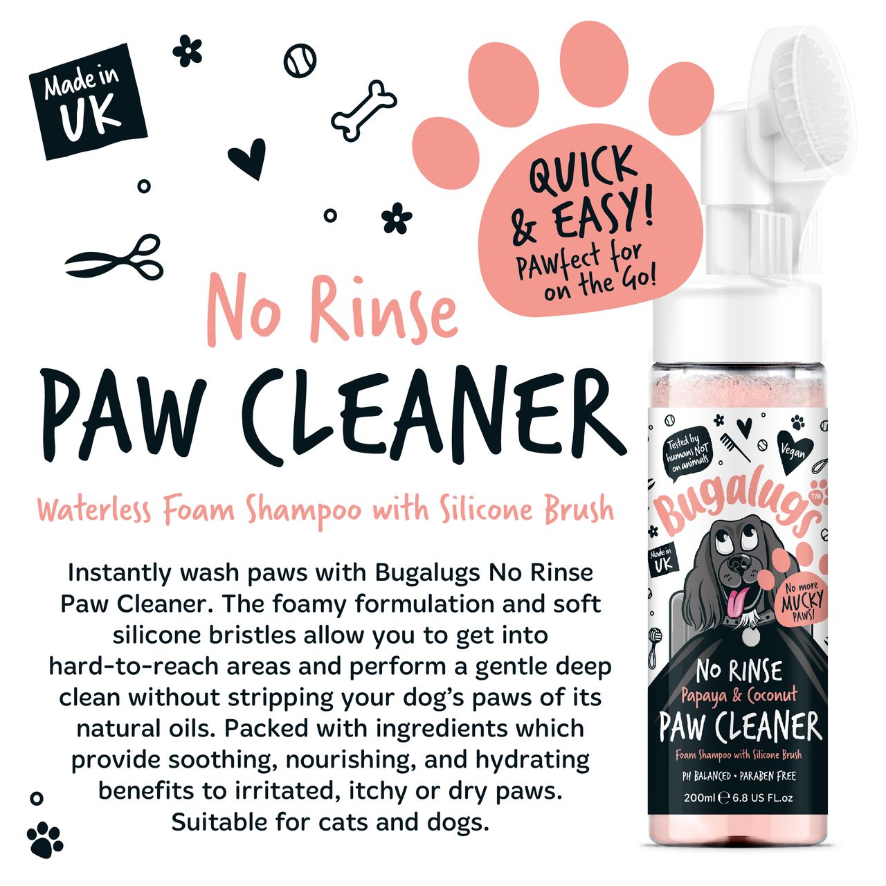Bugalugs No Rinse Paw Cleaner Papaya & Coconut