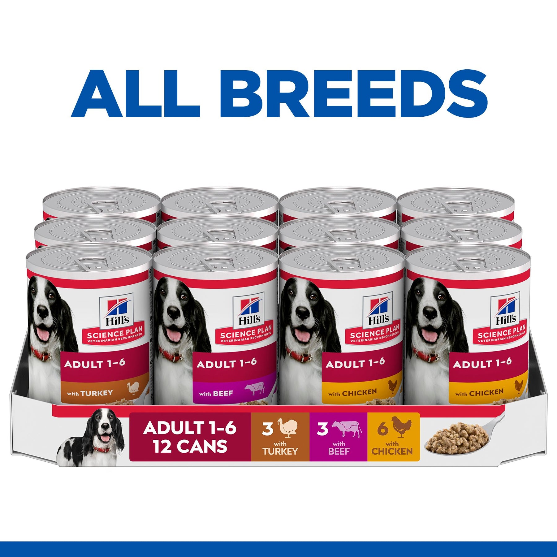 Hill's™ Science Plan Adult Wet Dog Food Variety pack (Chicken, Beef & Turkey)