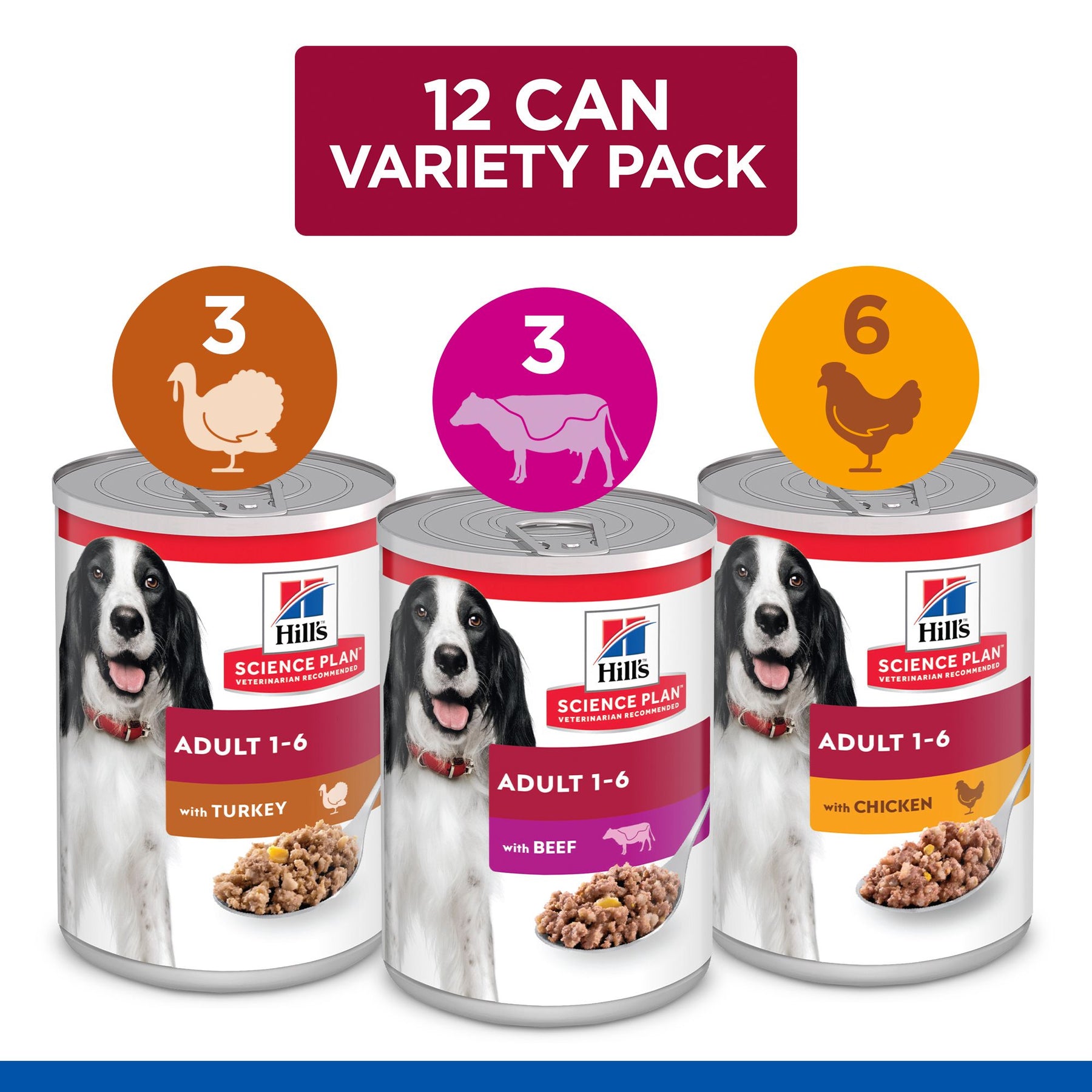 Hill's™ Science Plan Adult Wet Dog Food Variety pack (Chicken, Beef & Turkey)