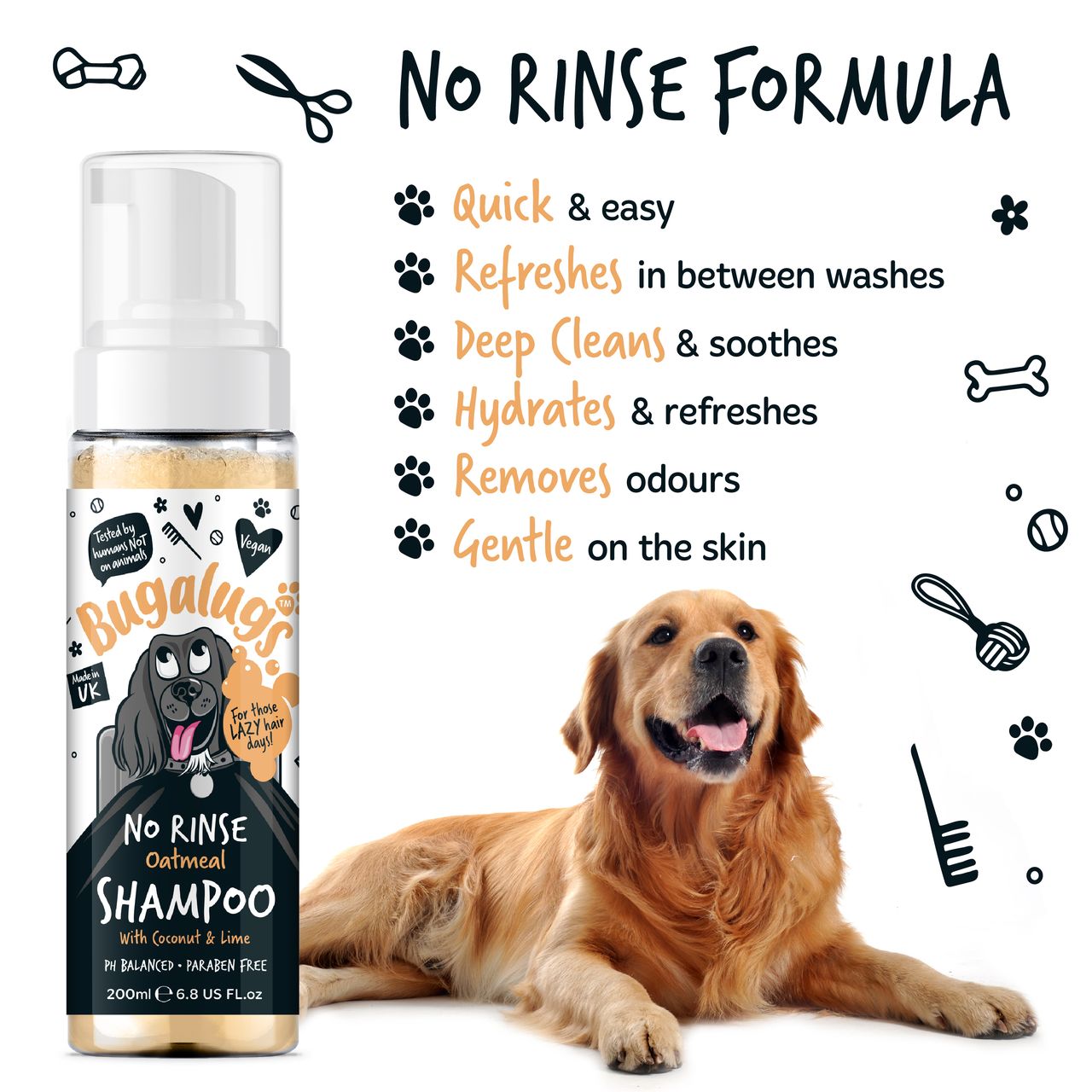 Bugalugs No Rinse Oatmeal Dog Shampoo