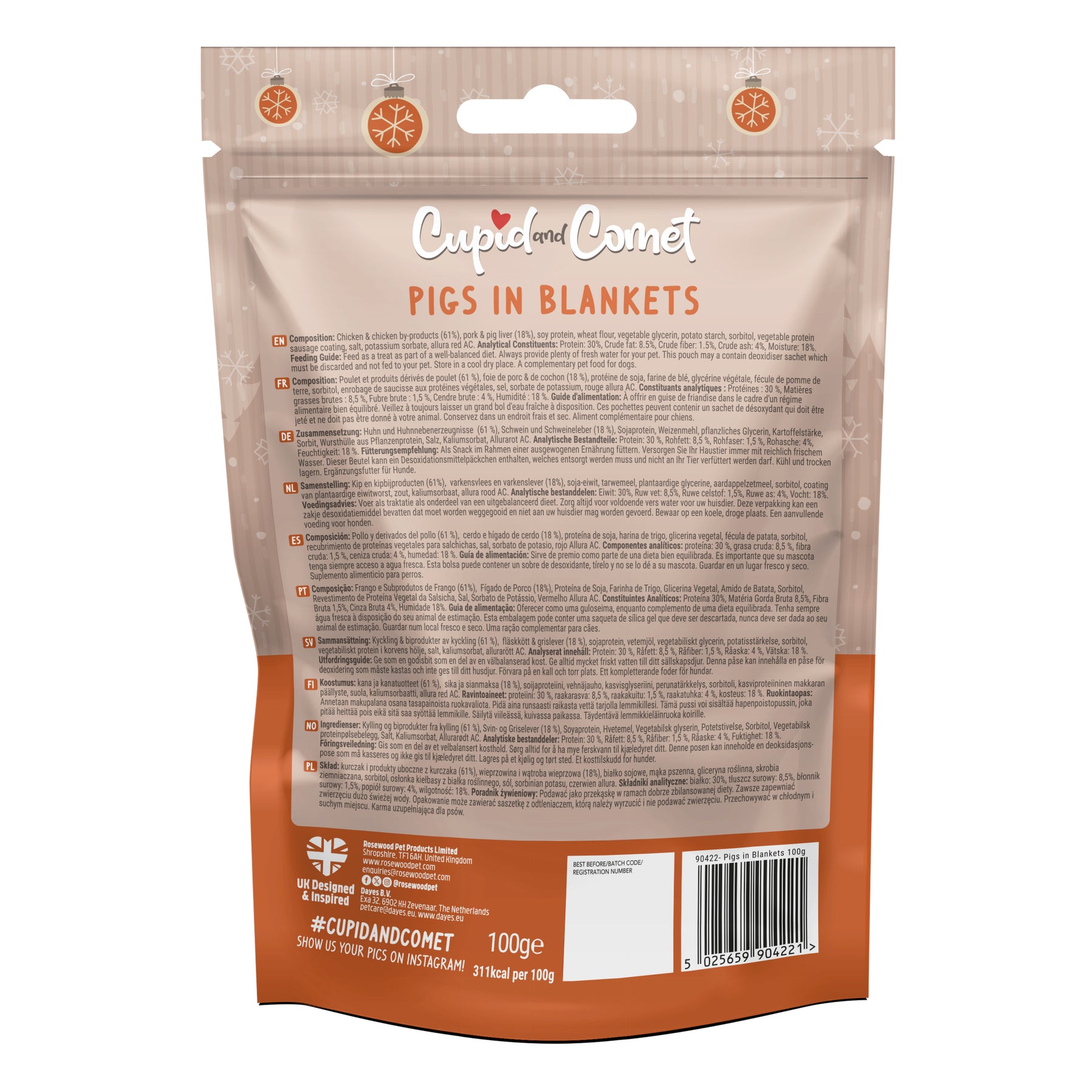 Rosewood Pigs in Blankets Dog Treats 100g