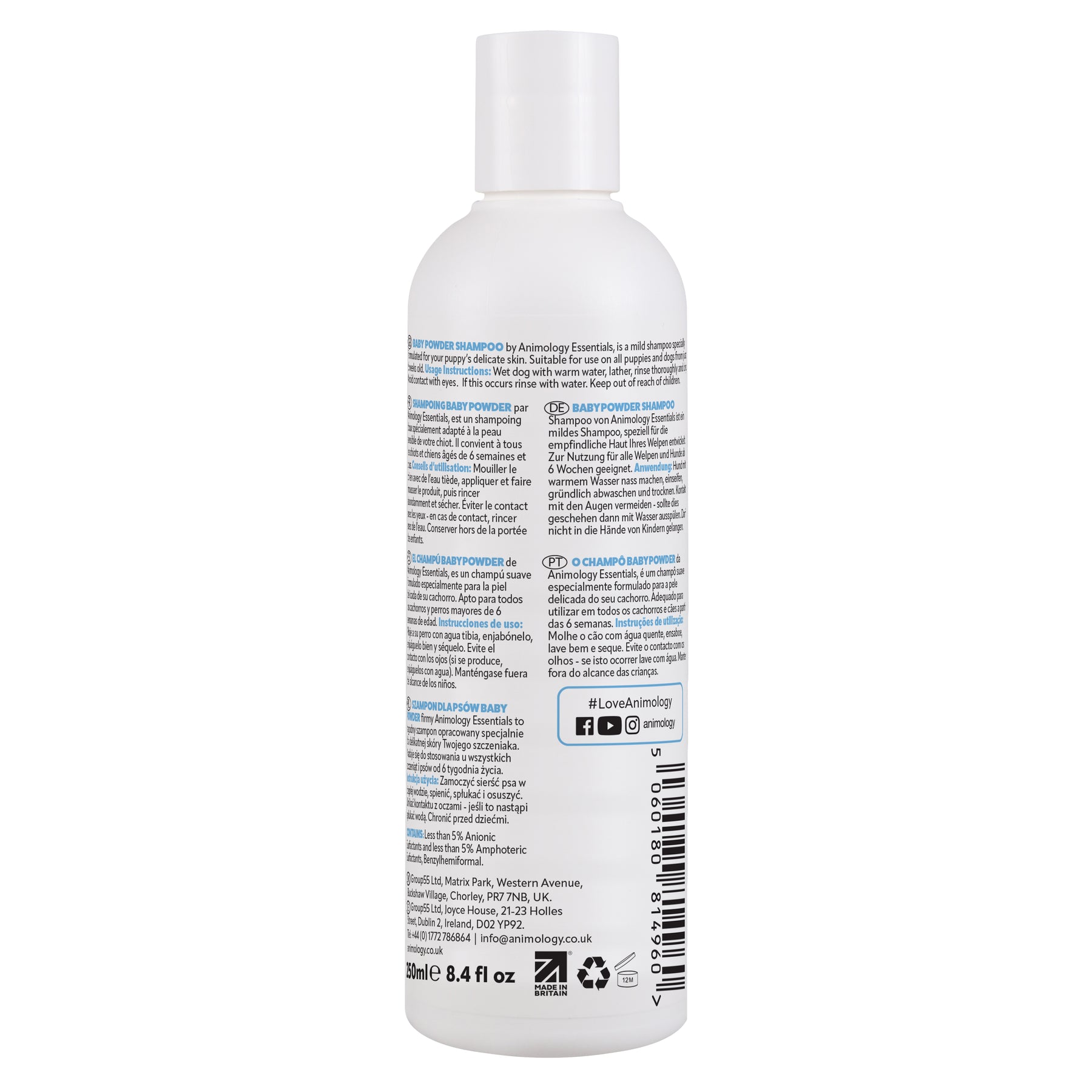 Animology Essentials Baby Powder Puppy Shampoo (250ml/500ml)
