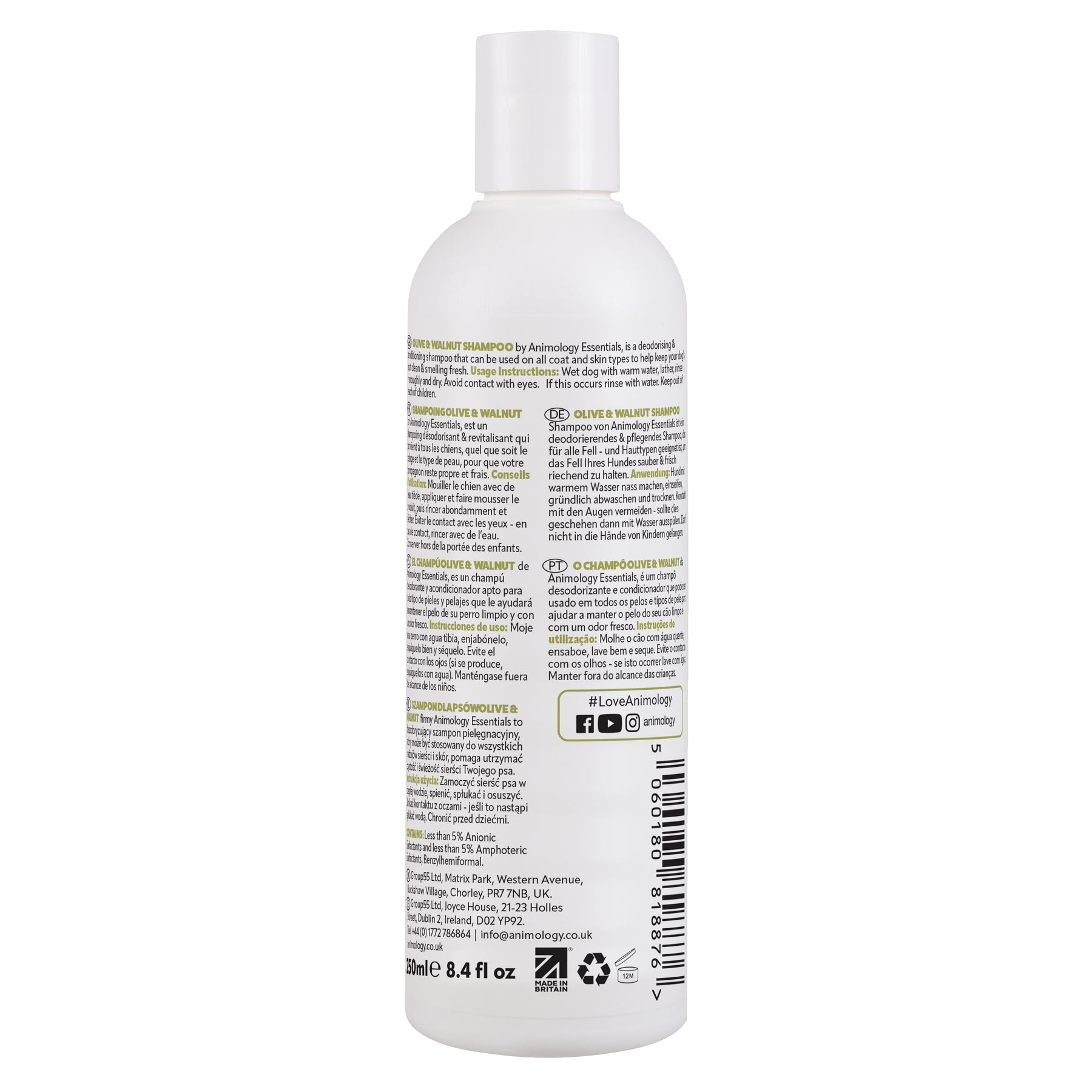 Animology Essentials Olive & Walnut Shampoo (250ml/500ml)