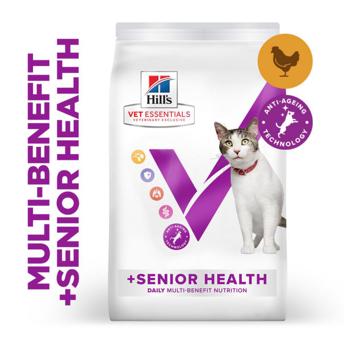 Hill’s Vet Essentials Multi-Benefit + Senior Health Cat Food with Chicken 1.5kg
