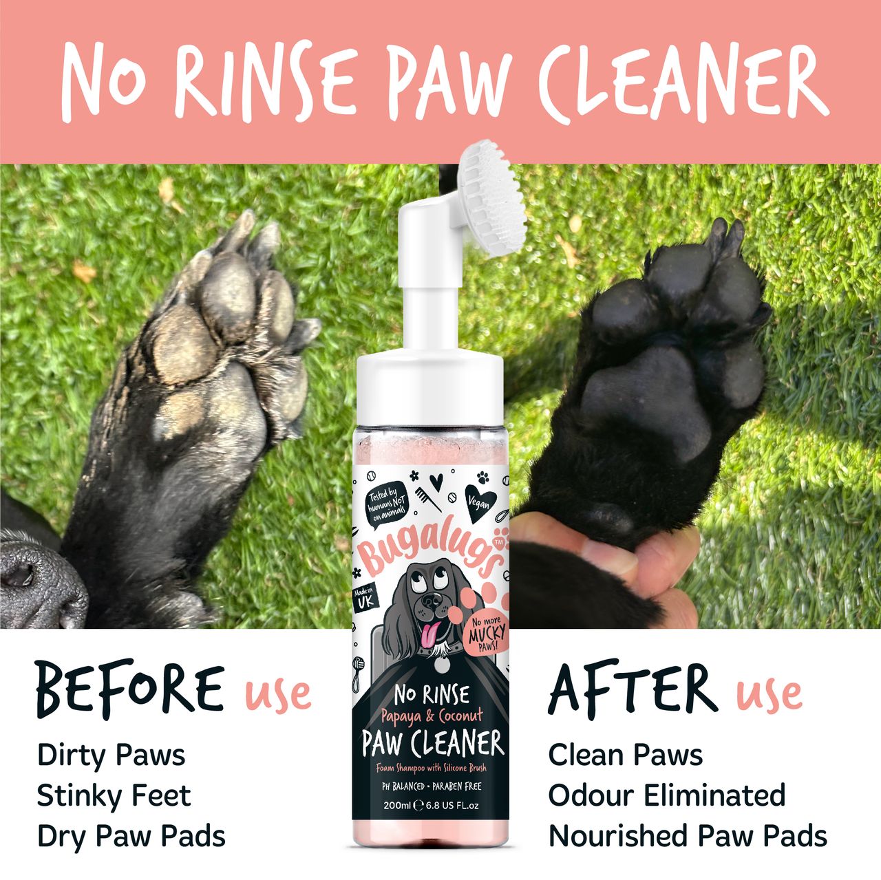 Bugalugs No Rinse Paw Cleaner Papaya & Coconut