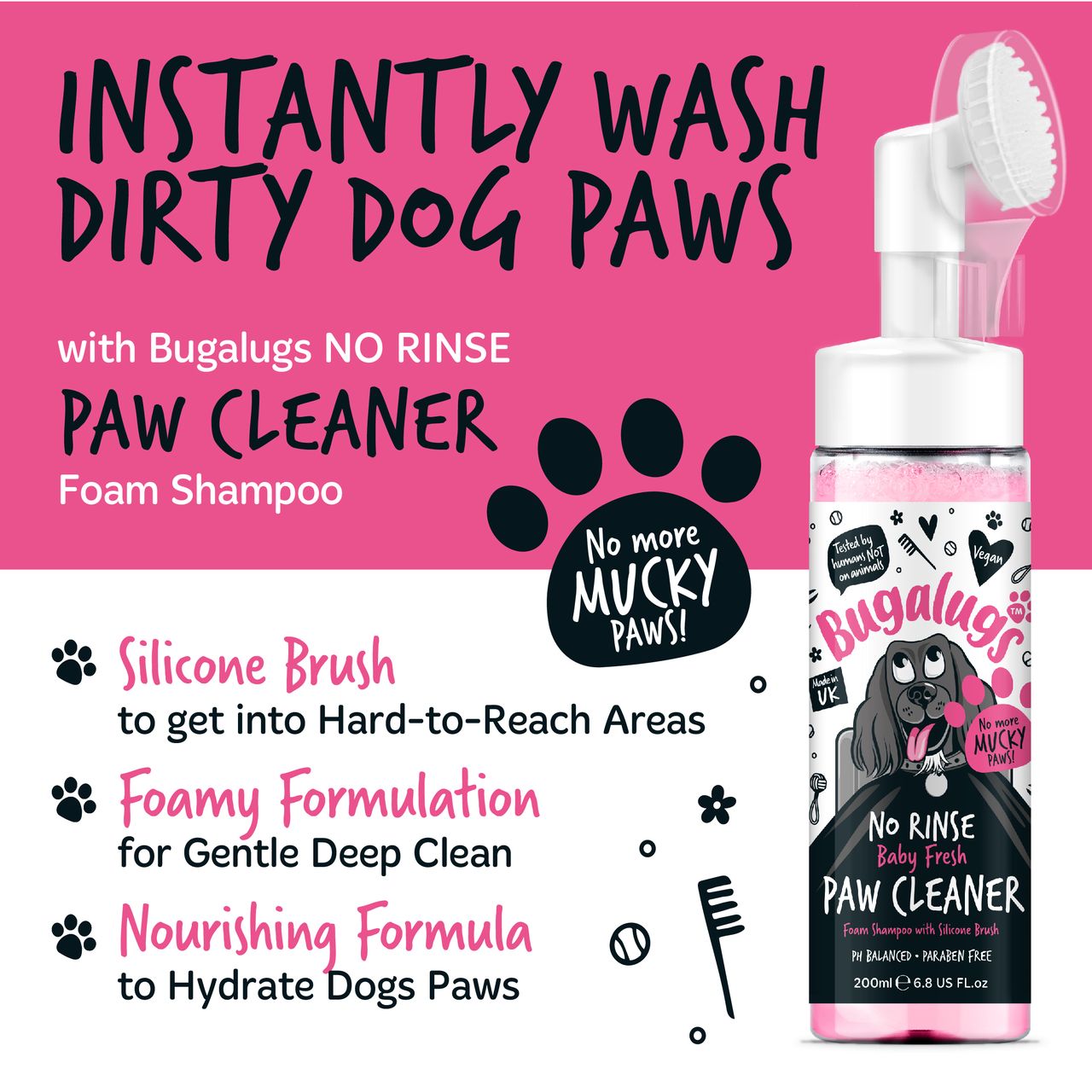 Bugalugs No Rinse Paw Cleaner Baby Fresh
