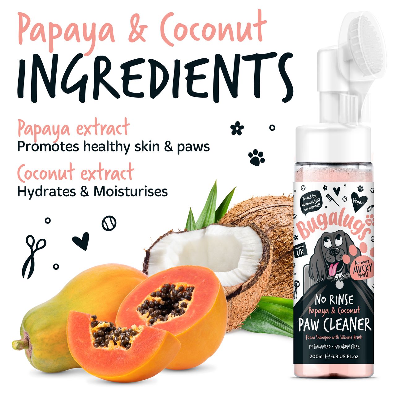 Bugalugs No Rinse Paw Cleaner Papaya & Coconut