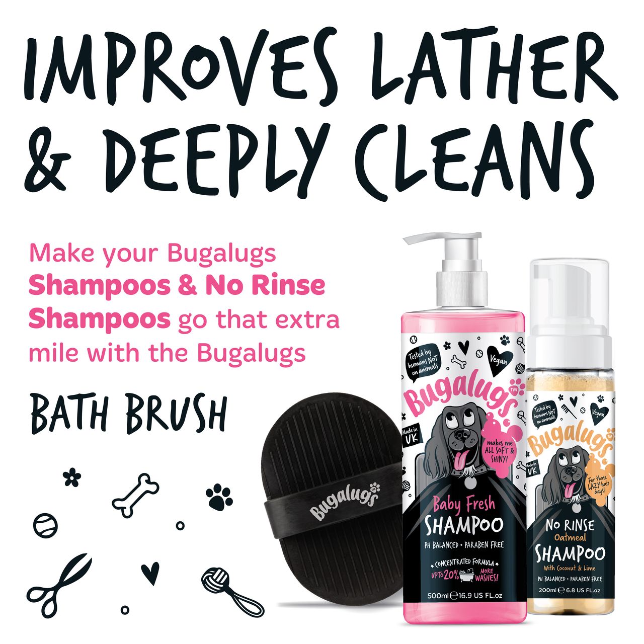 Bugalugs Bath Brush Black