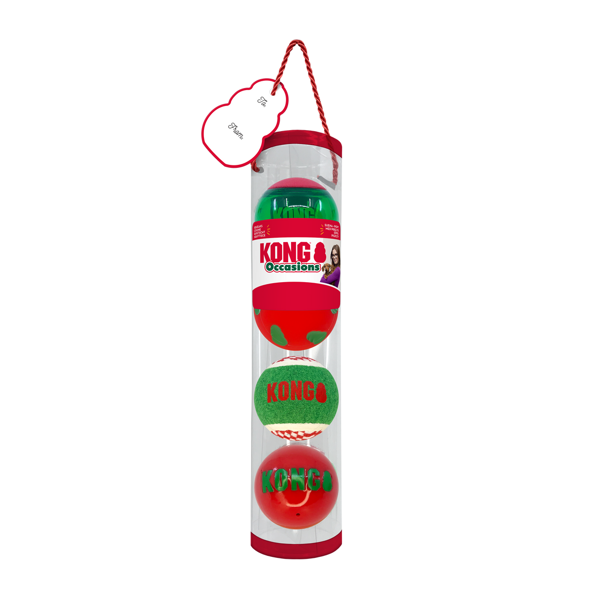 KONG Holiday Occasions Balls 4-pk Medium