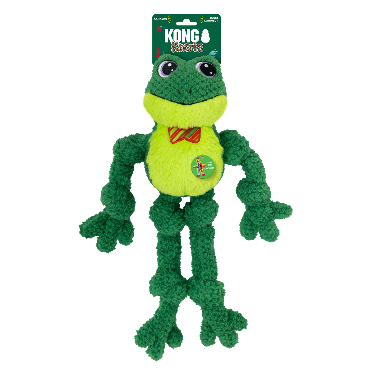 KONG Holiday Knots Bow Tie Frog Large/XL