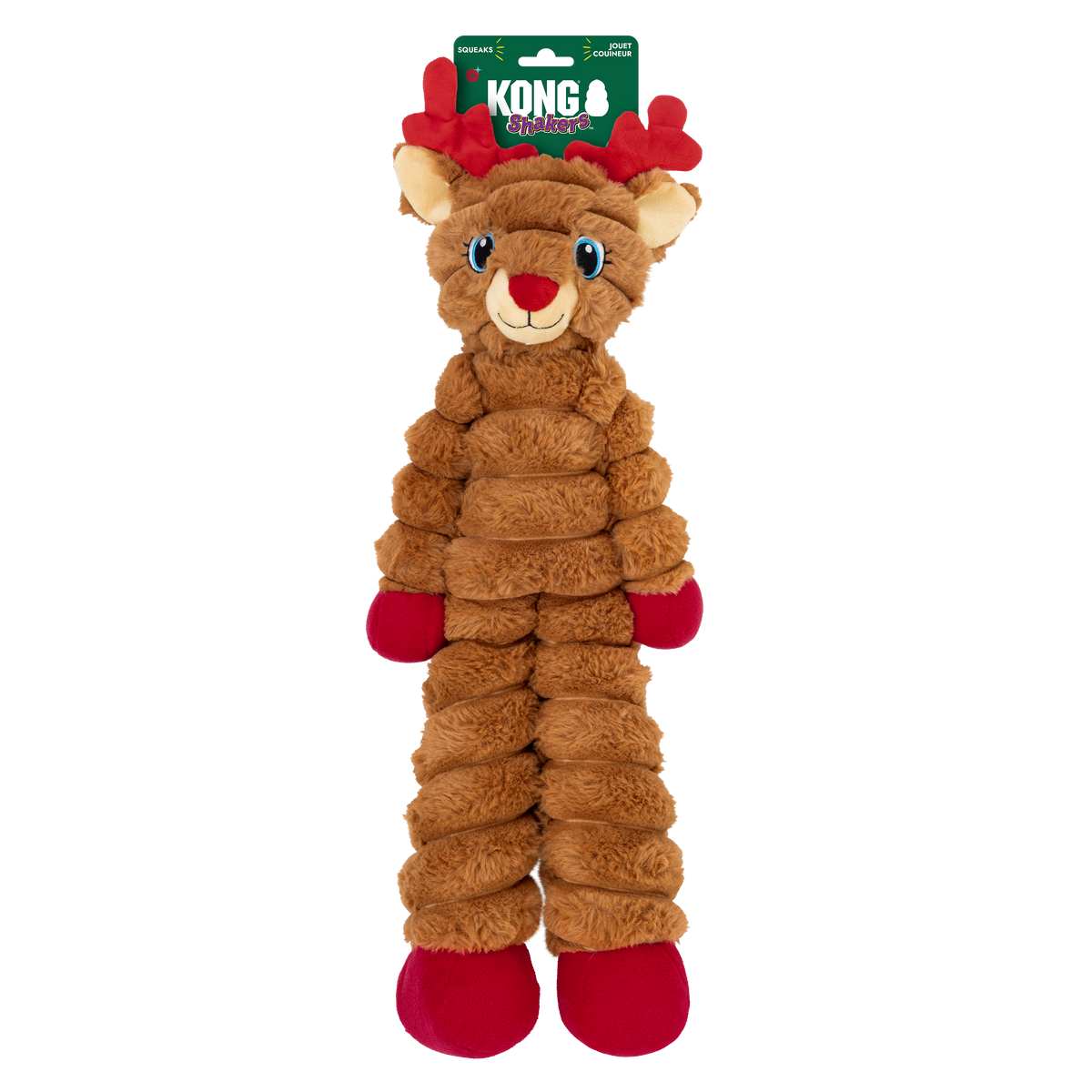 KONG Holiday Shakers Crumples Reindeer Red XL