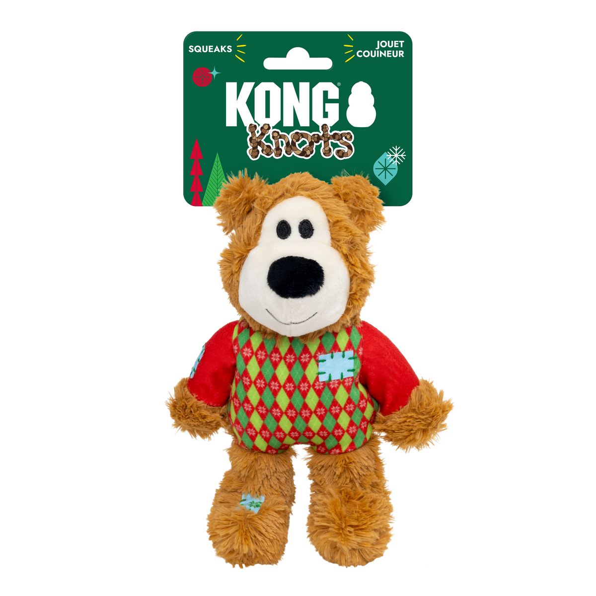 KONG Holiday Wild Knots Sweater Bear Red Small/Medium