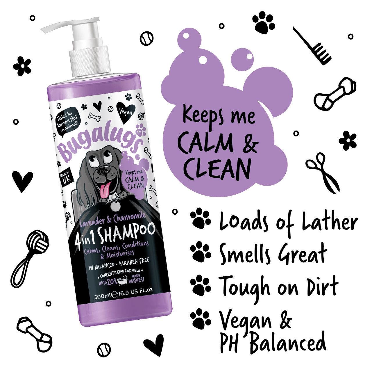 Bugalugs 4 in 1 Lavender & Chamomile Dog Shampoo
