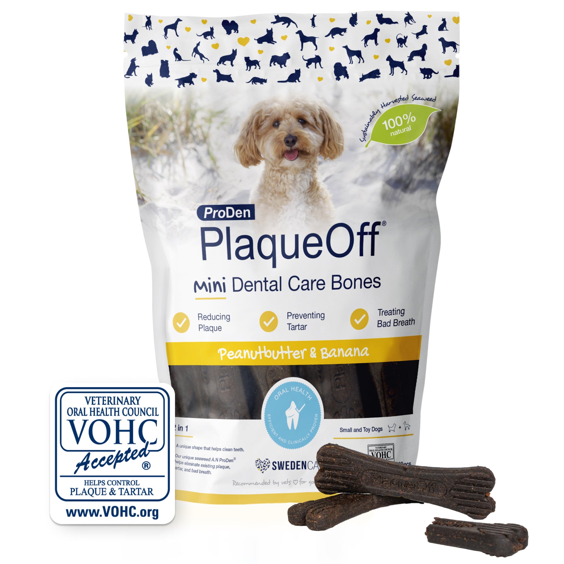 Plaque Off Mini Dental Care Bones Peanut Butter & Banana