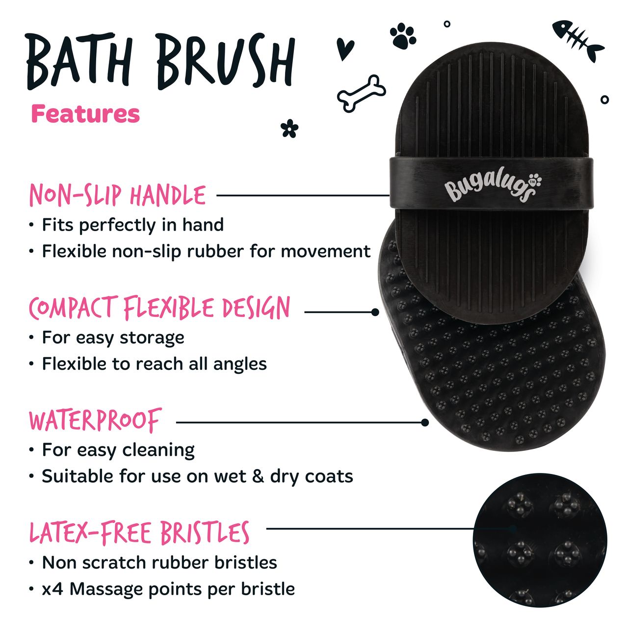Bugalugs Bath Brush Black