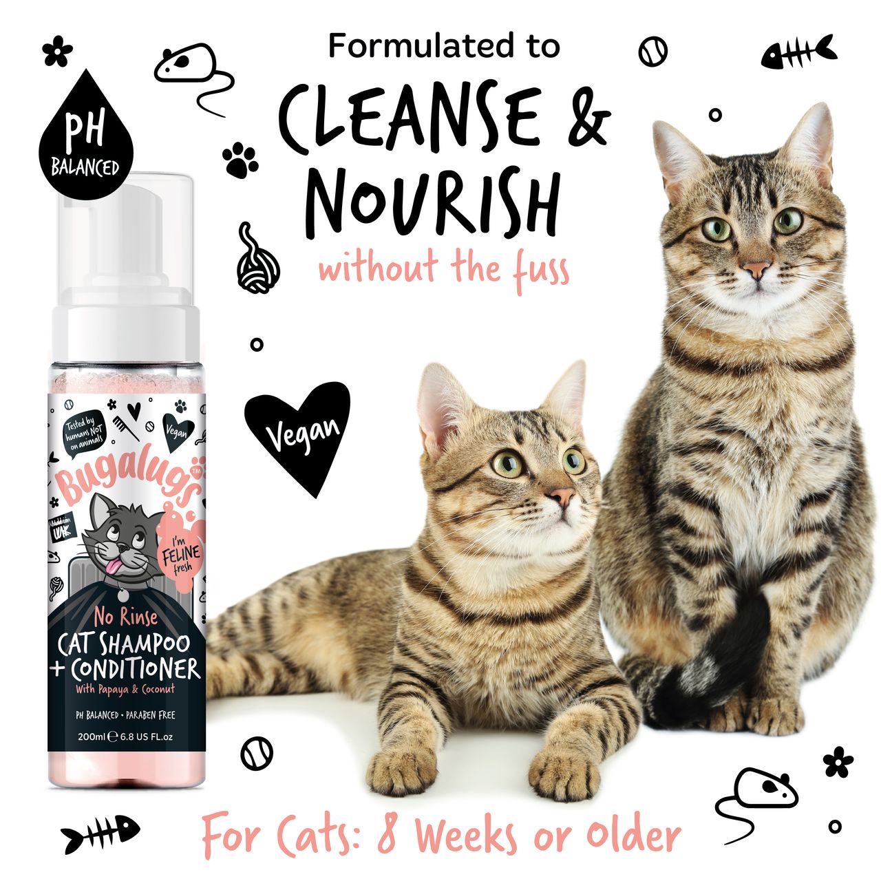 Bugalugs No Rinse Papaya & Coconut Cat Shampoo & Conditioner