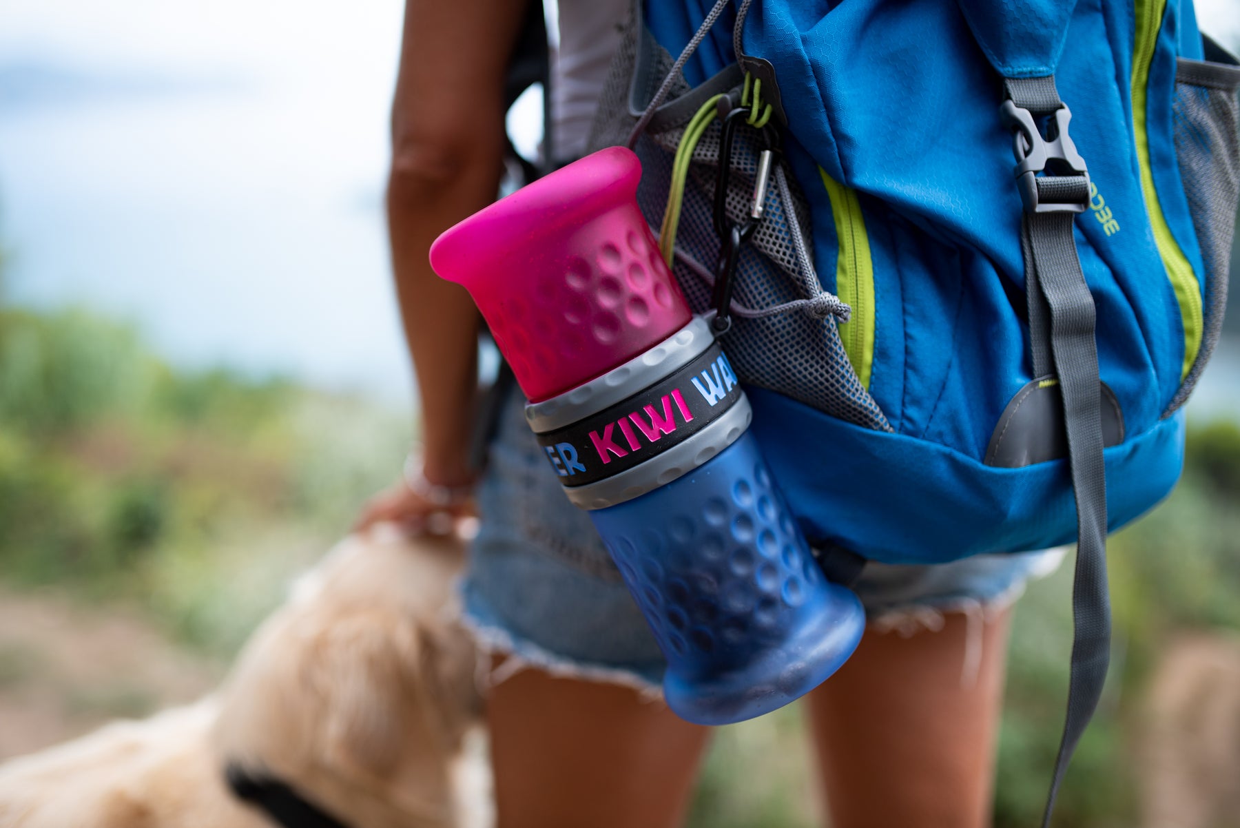 Kiwi Walker Travel Bottle 2-in-1 Pink/Blue