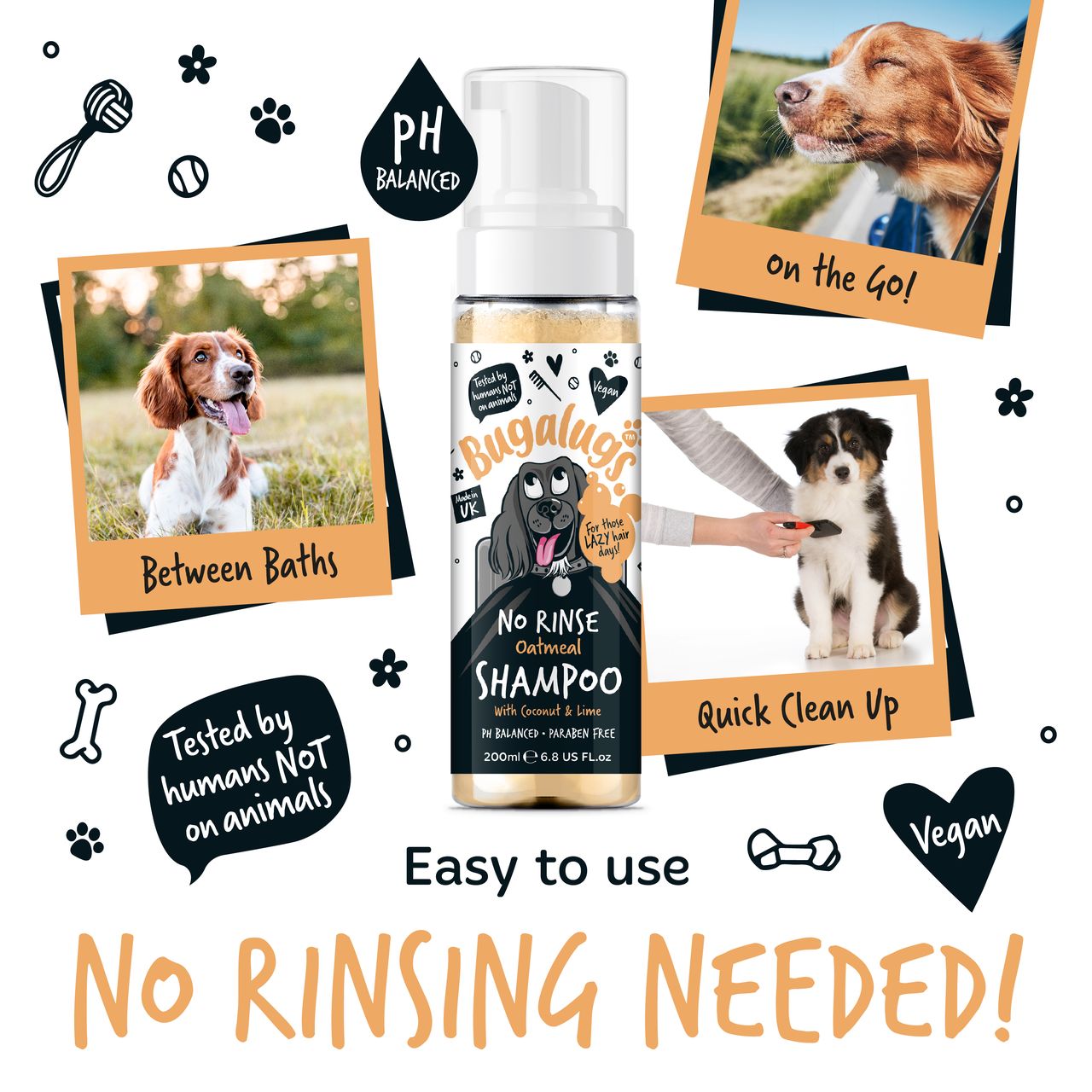 Bugalugs No Rinse Oatmeal Dog Shampoo
