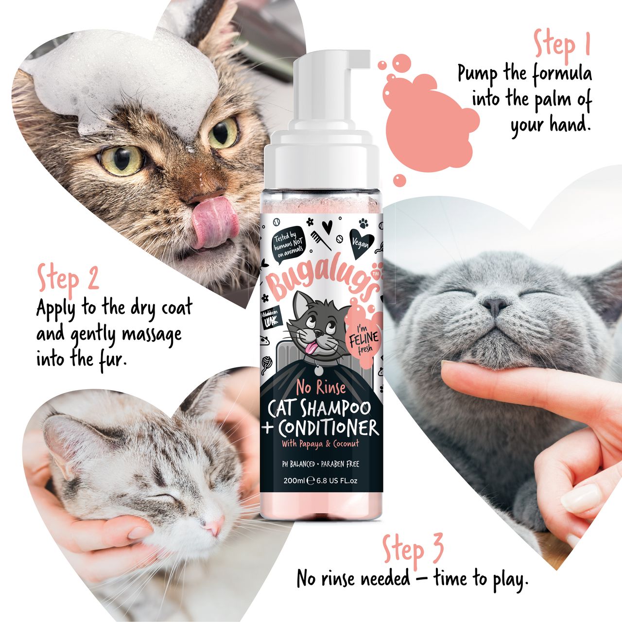 Bugalugs No Rinse Papaya & Coconut Cat Shampoo & Conditioner
