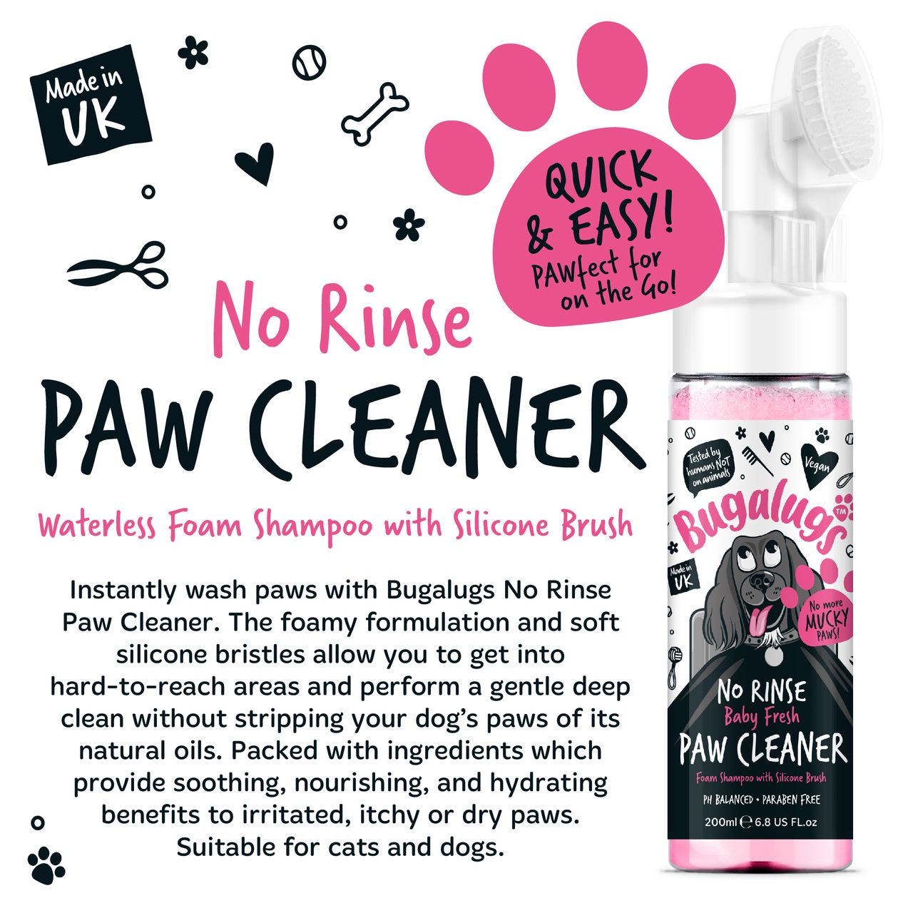 Bugalugs No Rinse Paw Cleaner Baby Fresh
