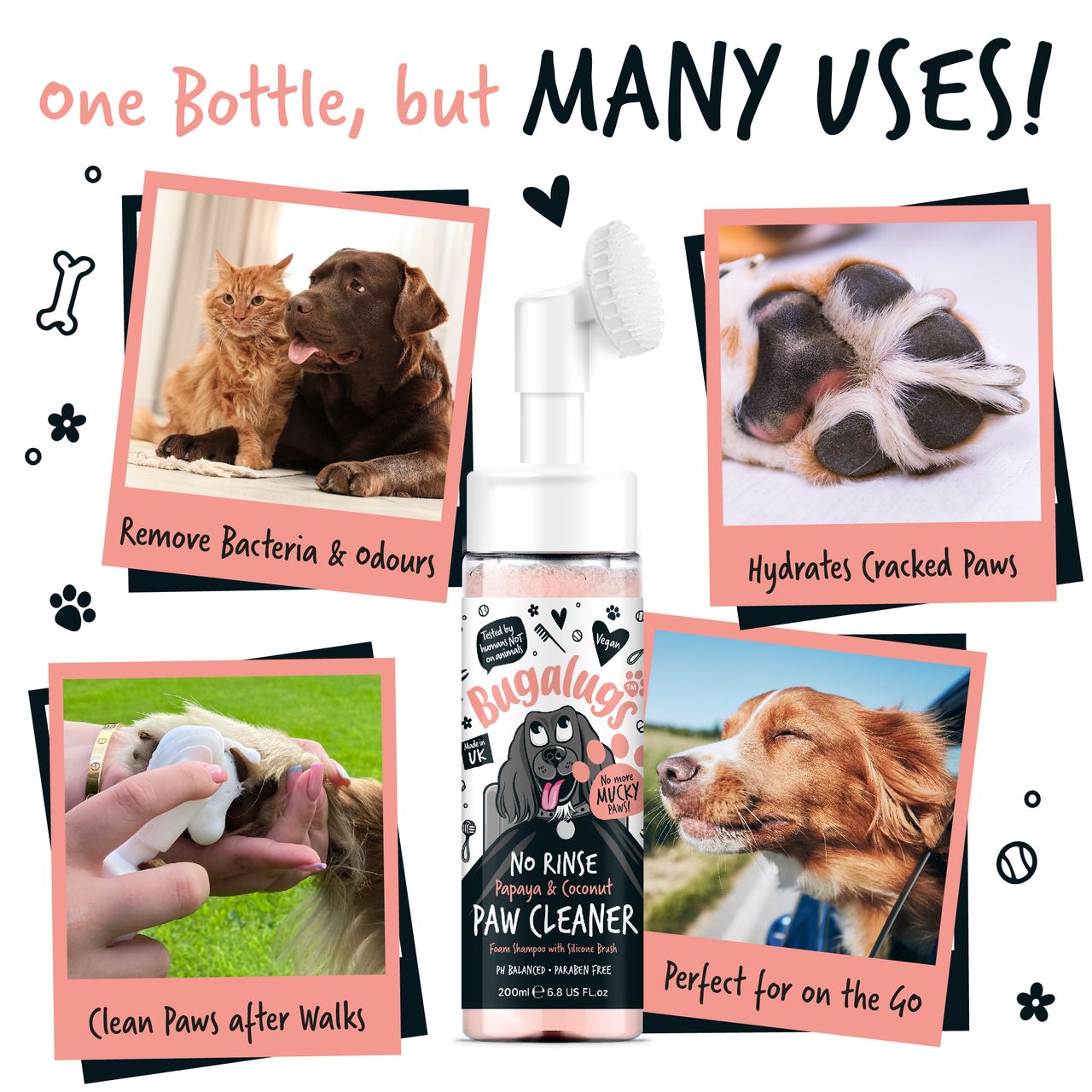 Bugalugs No Rinse Paw Cleaner Papaya & Coconut