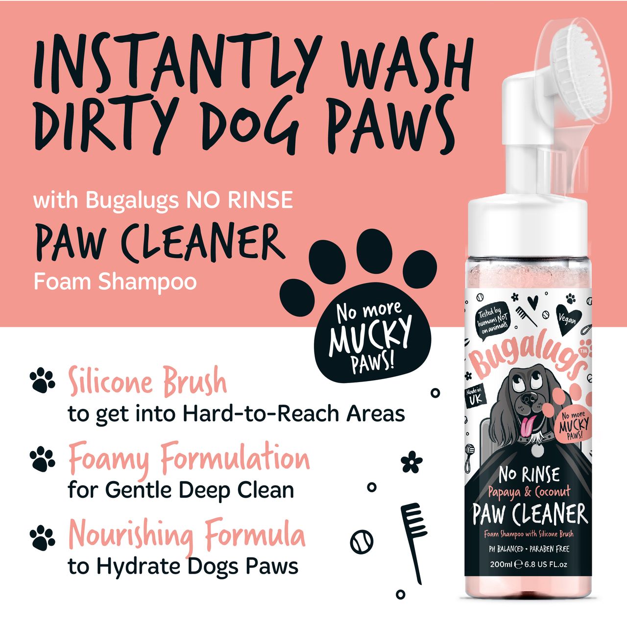 Bugalugs No Rinse Paw Cleaner Papaya & Coconut