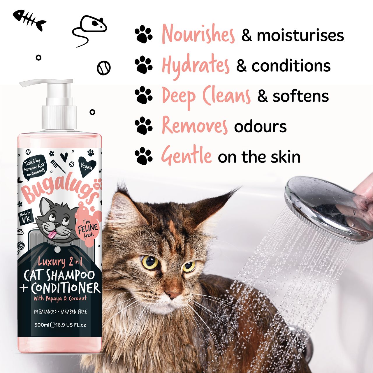 Bugalugs Luxury 2 in 1 Papaya & Coconut Cat Shampoo & Conditioner