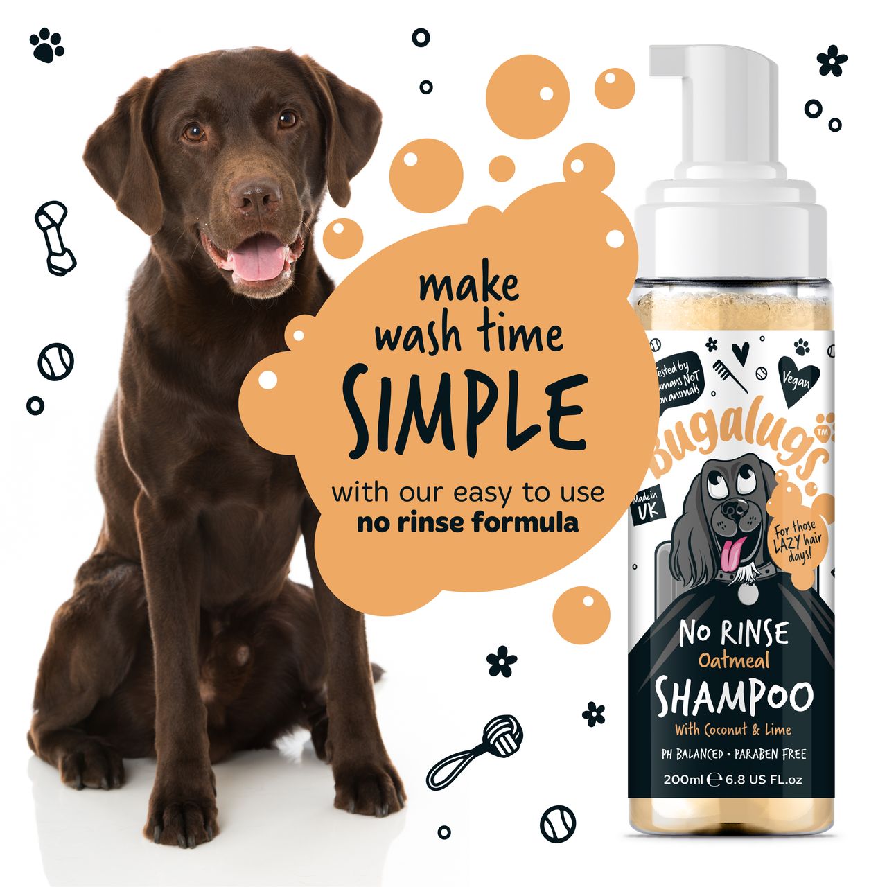 Bugalugs No Rinse Oatmeal Dog Shampoo