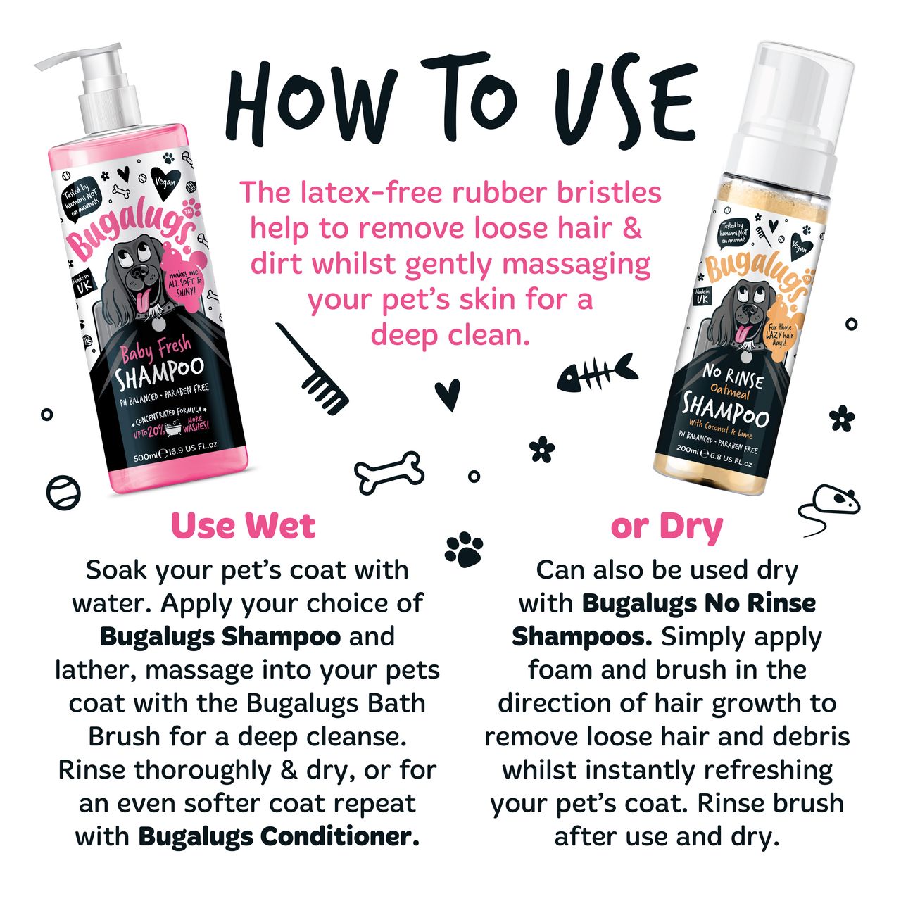 Bugalugs Bath Brush Black