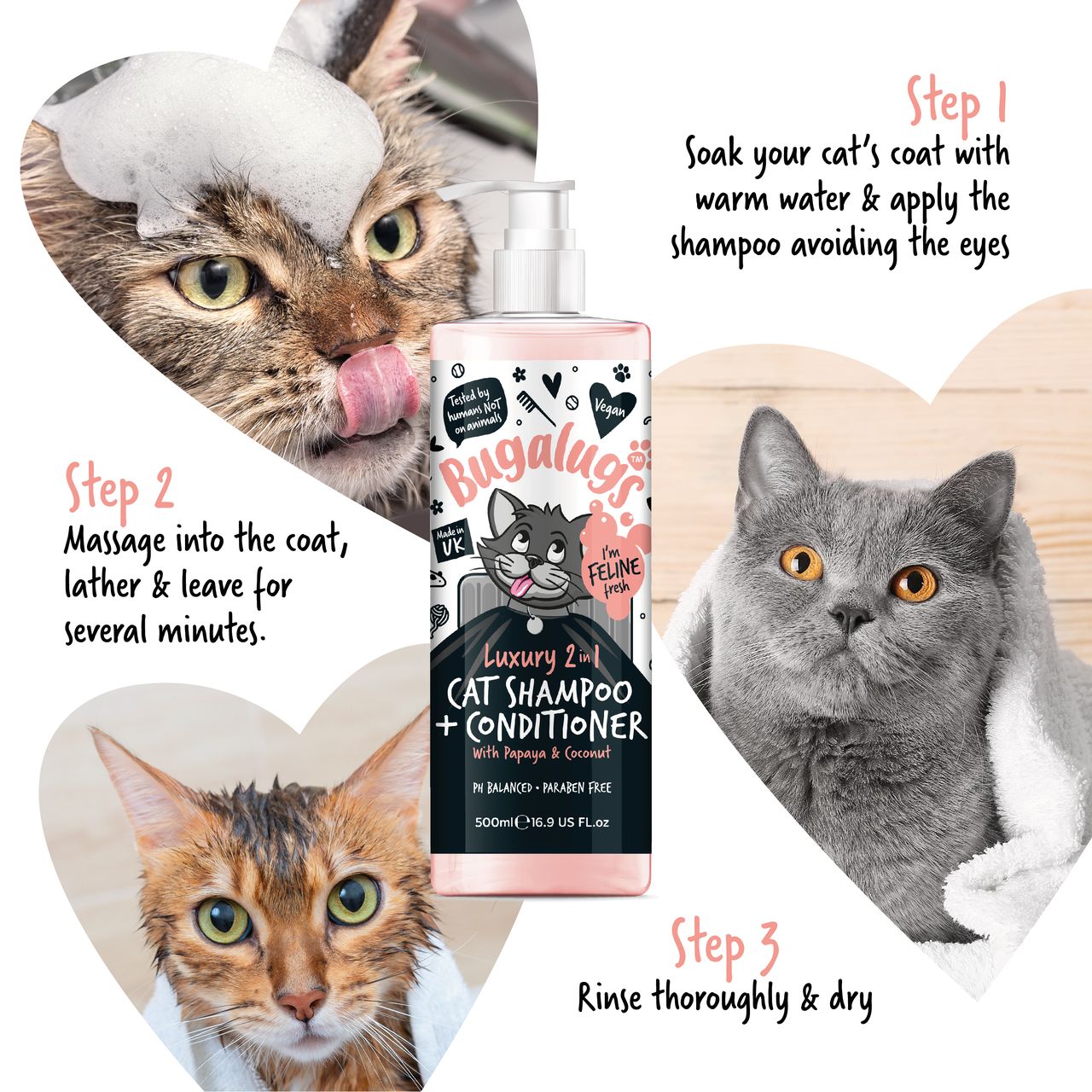 Bugalugs Luxury 2 in 1 Papaya & Coconut Cat Shampoo & Conditioner