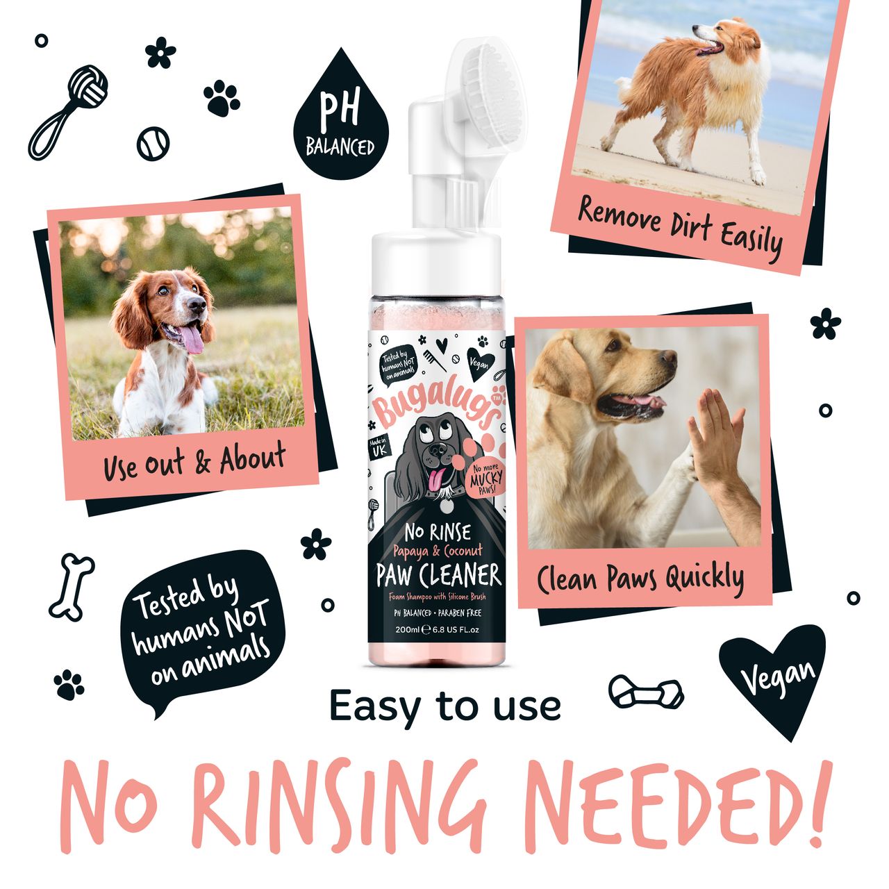 Bugalugs No Rinse Paw Cleaner Papaya & Coconut