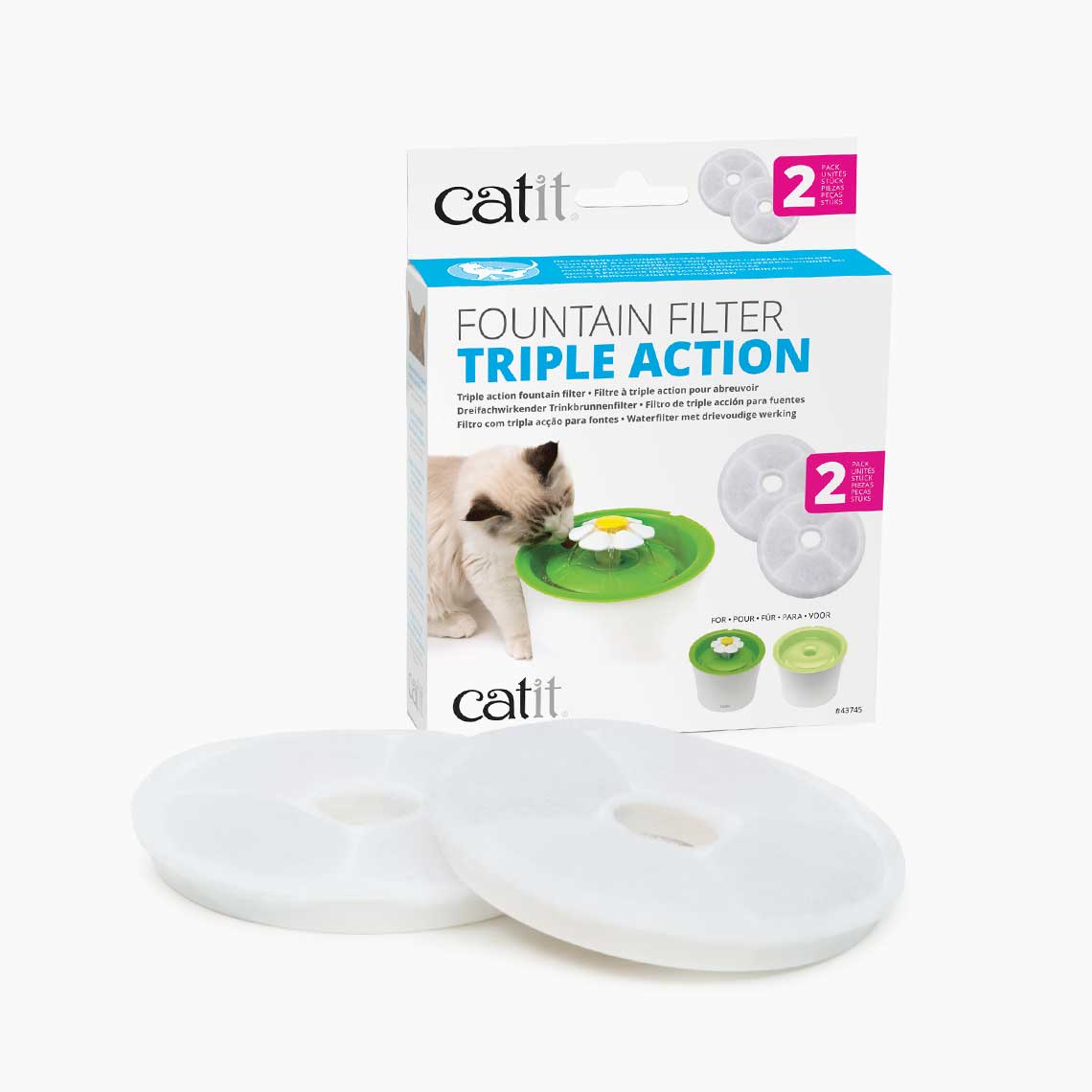Catit Triple Action Fountain Filter 2pk