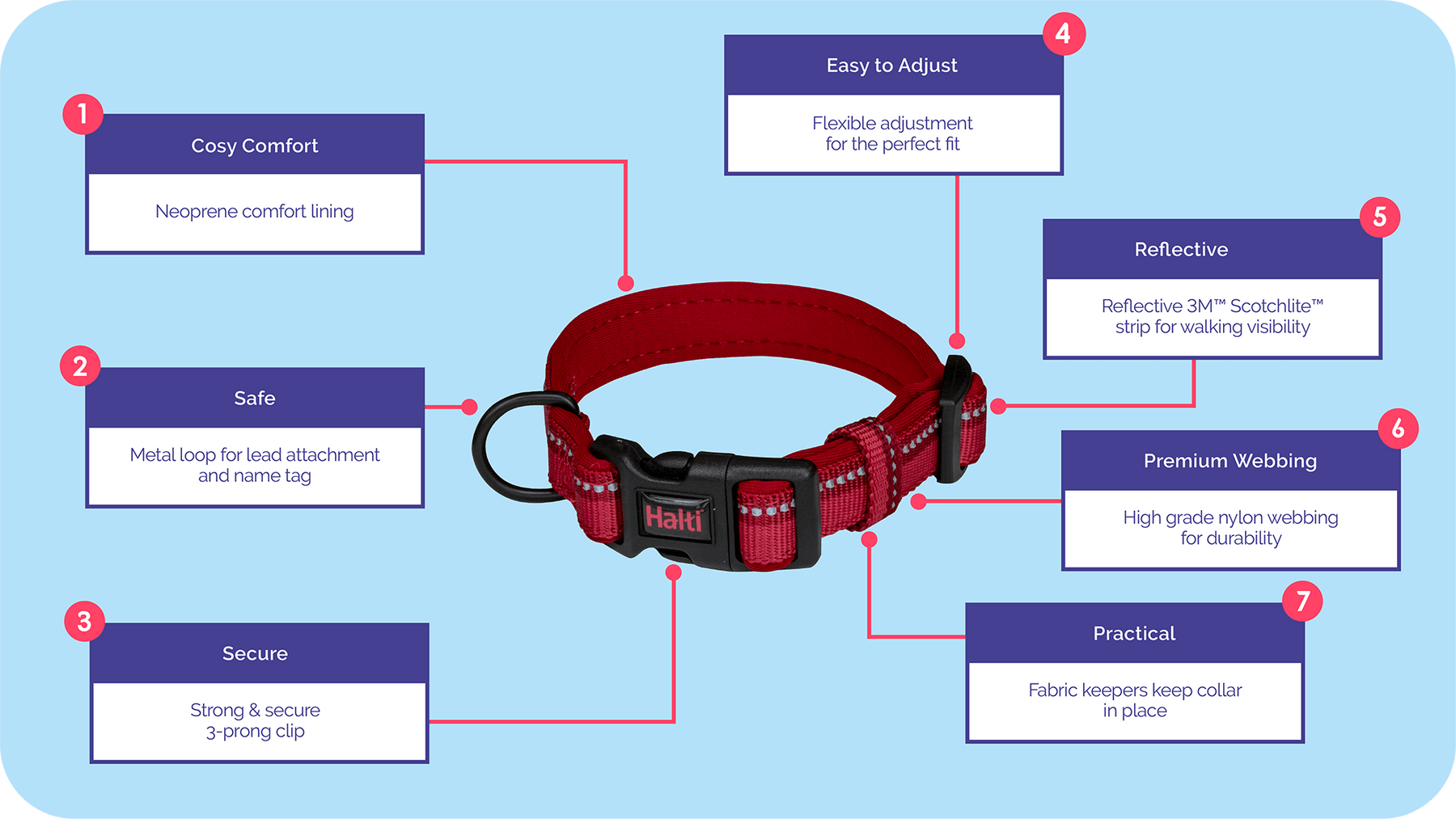 Halti Comfort Dog Collar Red