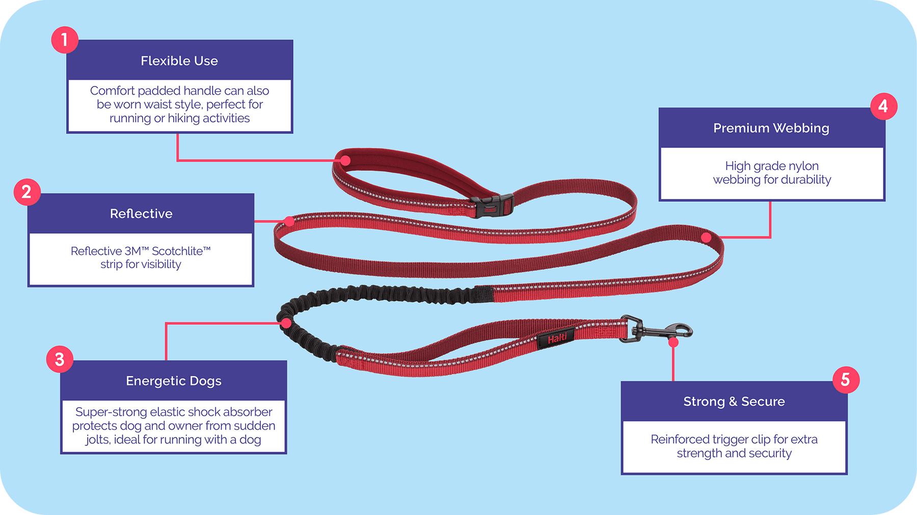 Halti Active Dog Lead Red Small