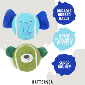 Battersea Rubber Ball Animals Dog Toy 2pc