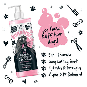 Bugalugs 3 in 1 Raspberry & Lemon Dog Shampoo Conditioner & Detangler