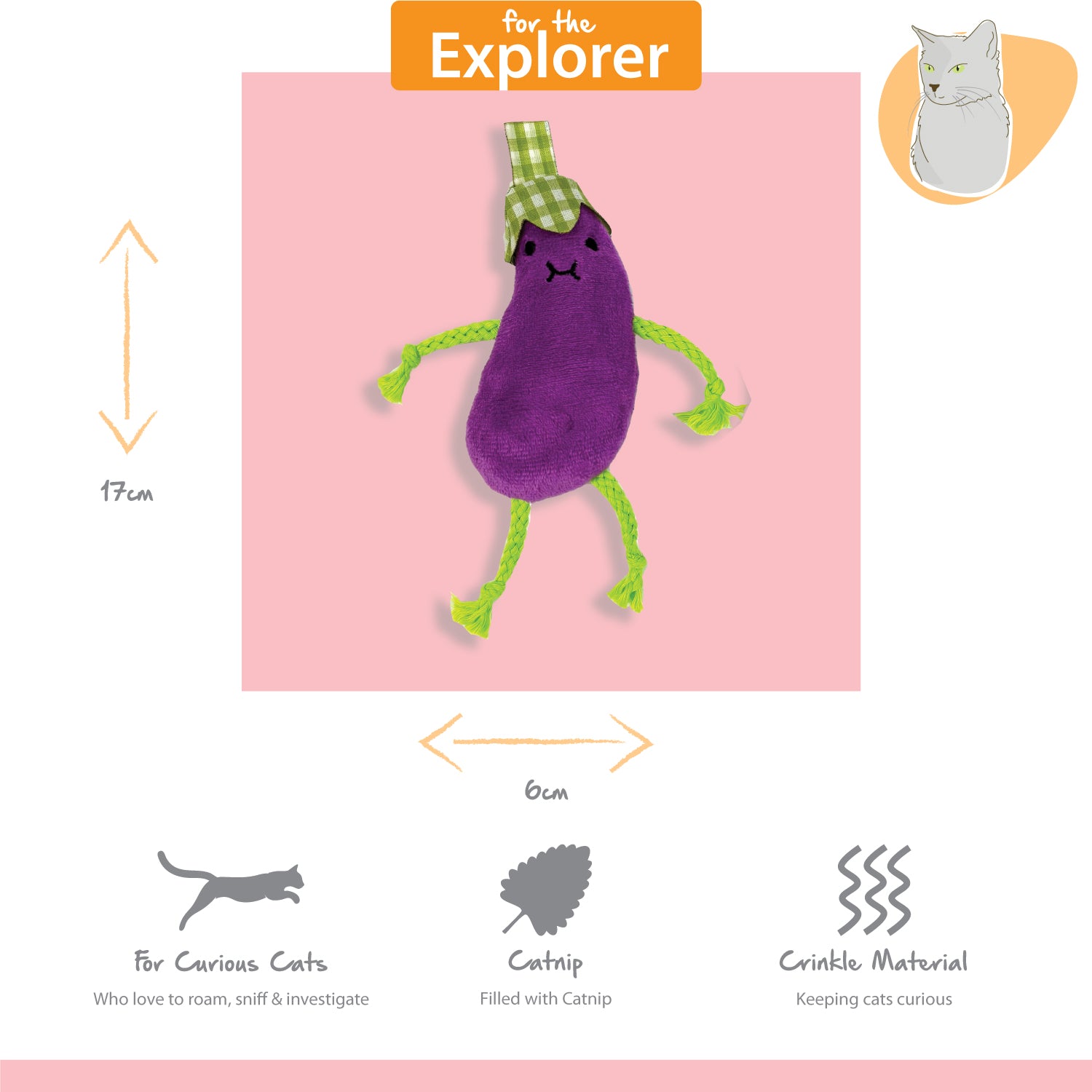 Tabby Patch Catnip Aubergines 2Pk