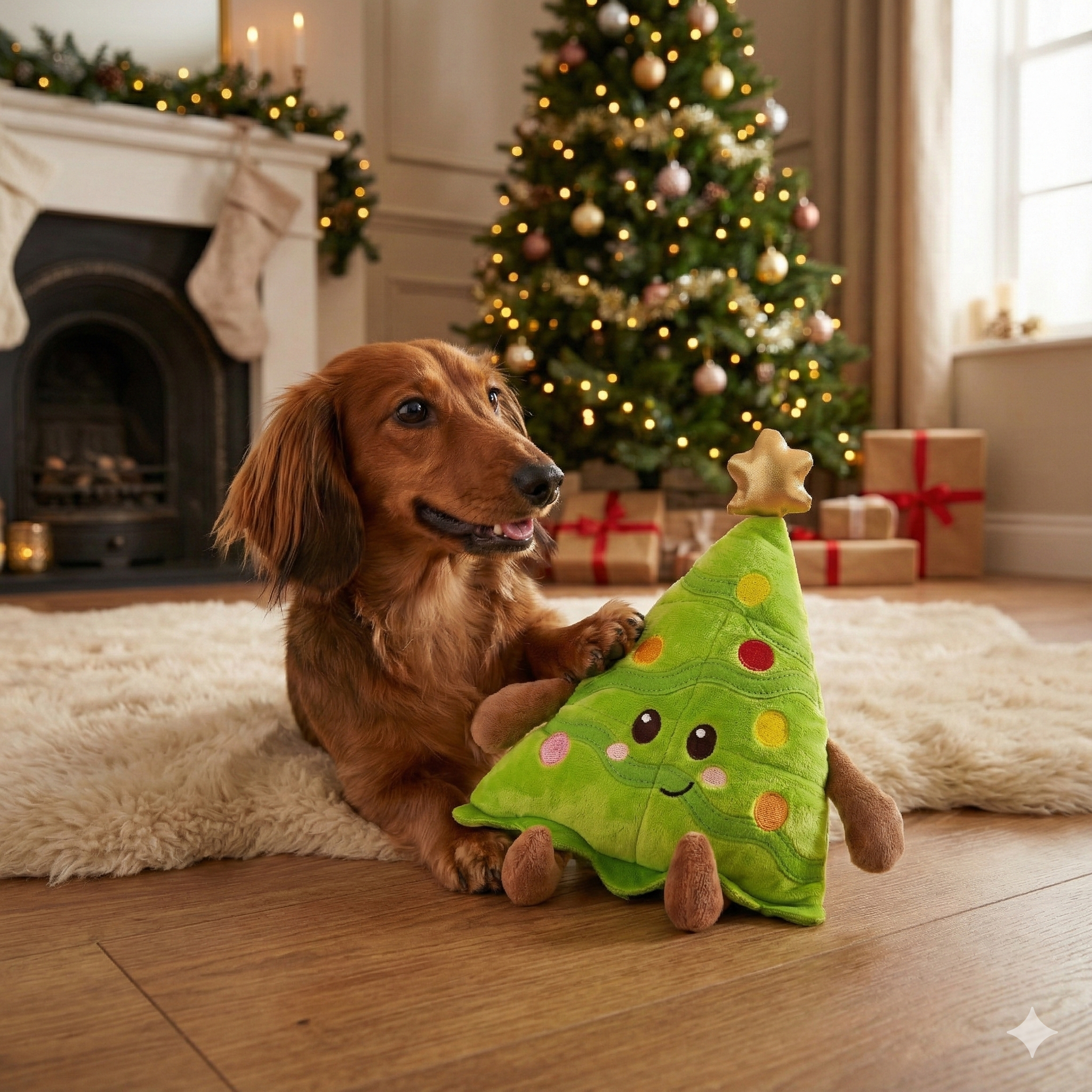Happy Pet Cooper Christmas Tree Multi Squeaker