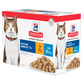 Hill's Science Plan Mature Adult Wet Cat Food Multipack Chicken & Ocean Fish Flavour