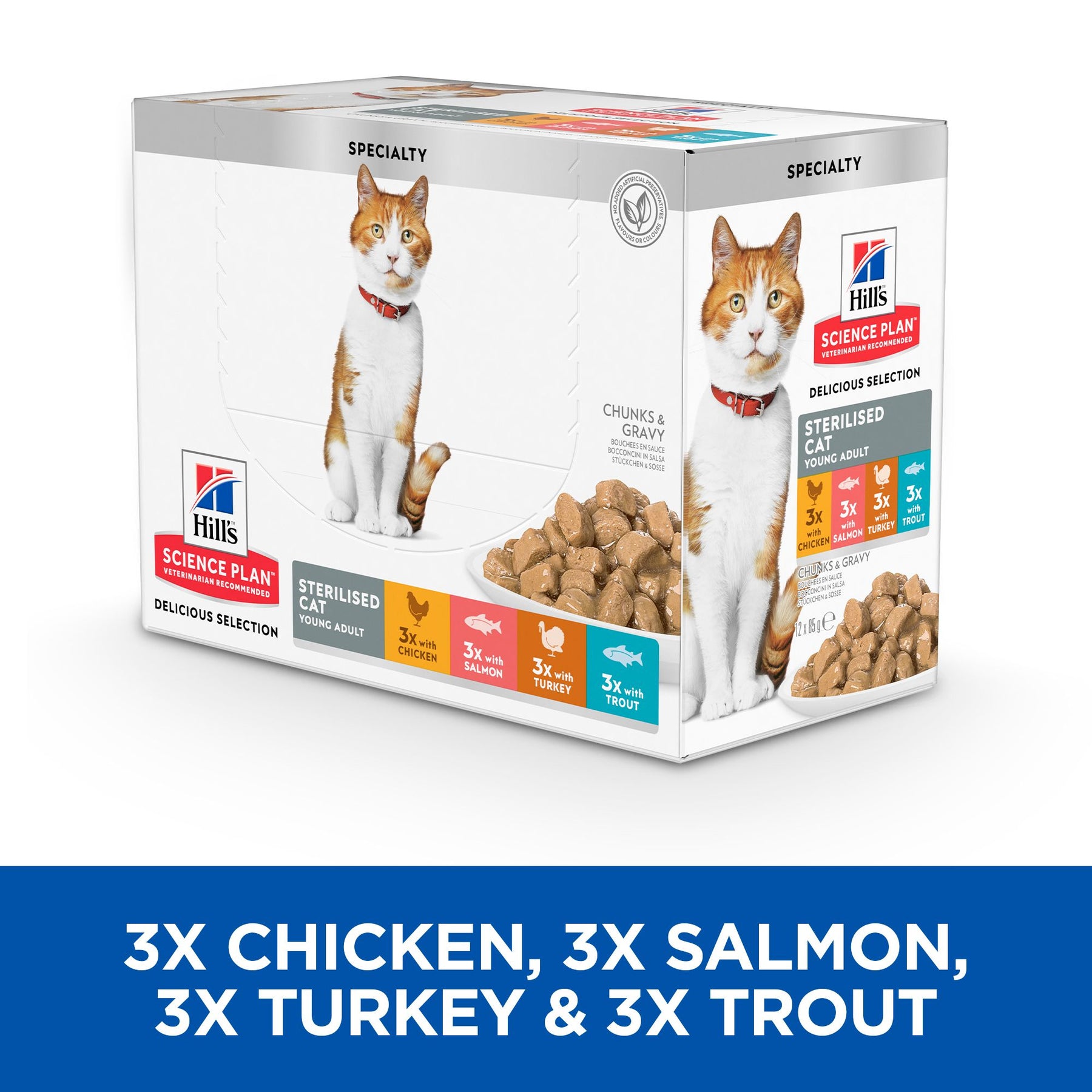 Hill's™ Science Plan Sterilised Adult Wet Cat Food Multipack Chicken, Salmon, Trout & Turkey