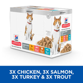 Hill's Science Plan Sterilised Cat Adult Cat Wet Food with Chicken, Salmon, Trout, Turkey