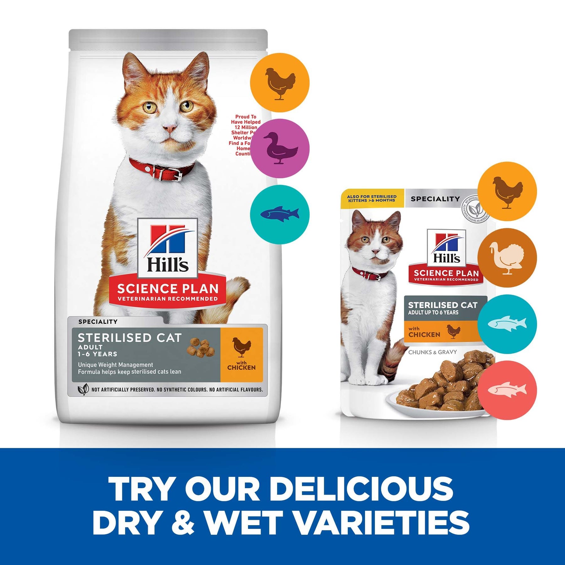 Hill's™ Science Plan Sterilised Adult Wet Cat Food Multipack Chicken, Salmon, Trout & Turkey