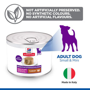 Hill's Science Plan Sensitive Stomach & Skin Small & Mini Adult Mousse Dog Food with Turkey