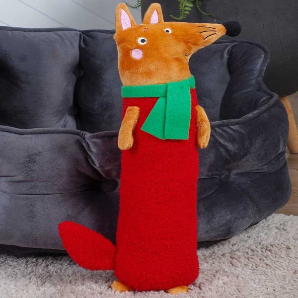 Zoon Red Fox Sausage Squeaker Large Dog Toy