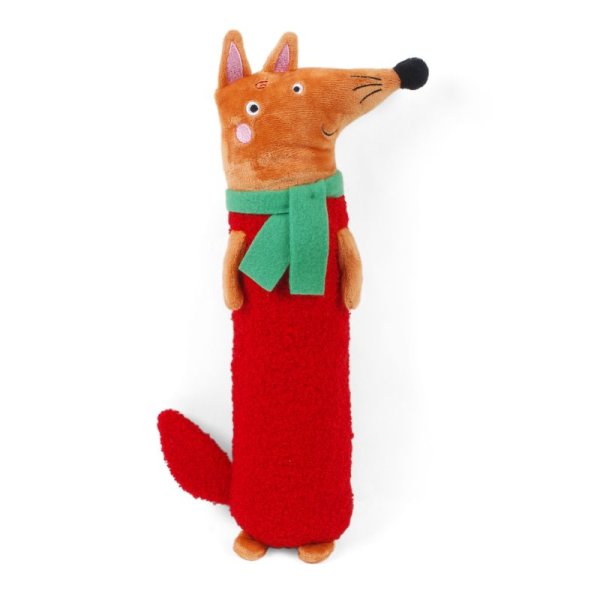Zoon Red Fox Sausage Squeaker Large Dog Toy