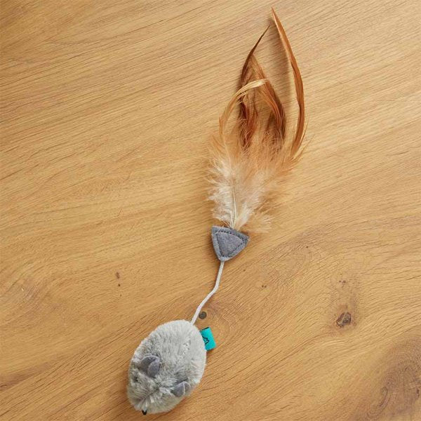 Zoon Nip-it Catnip Grey Mouse & Feather Cat Toy