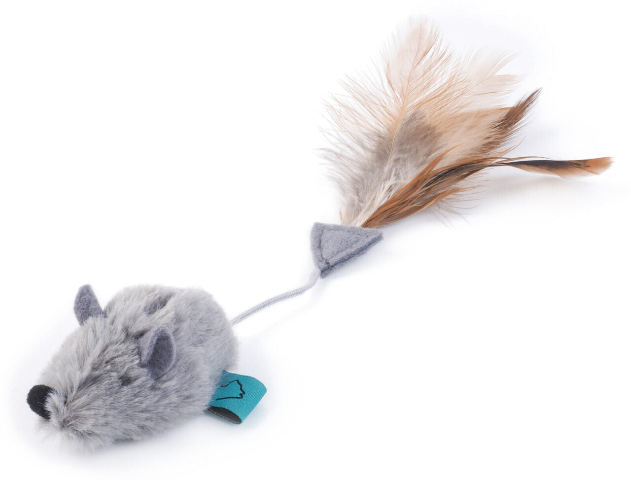Zoon Nip-it Catnip Grey Mouse & Feather Cat Toy